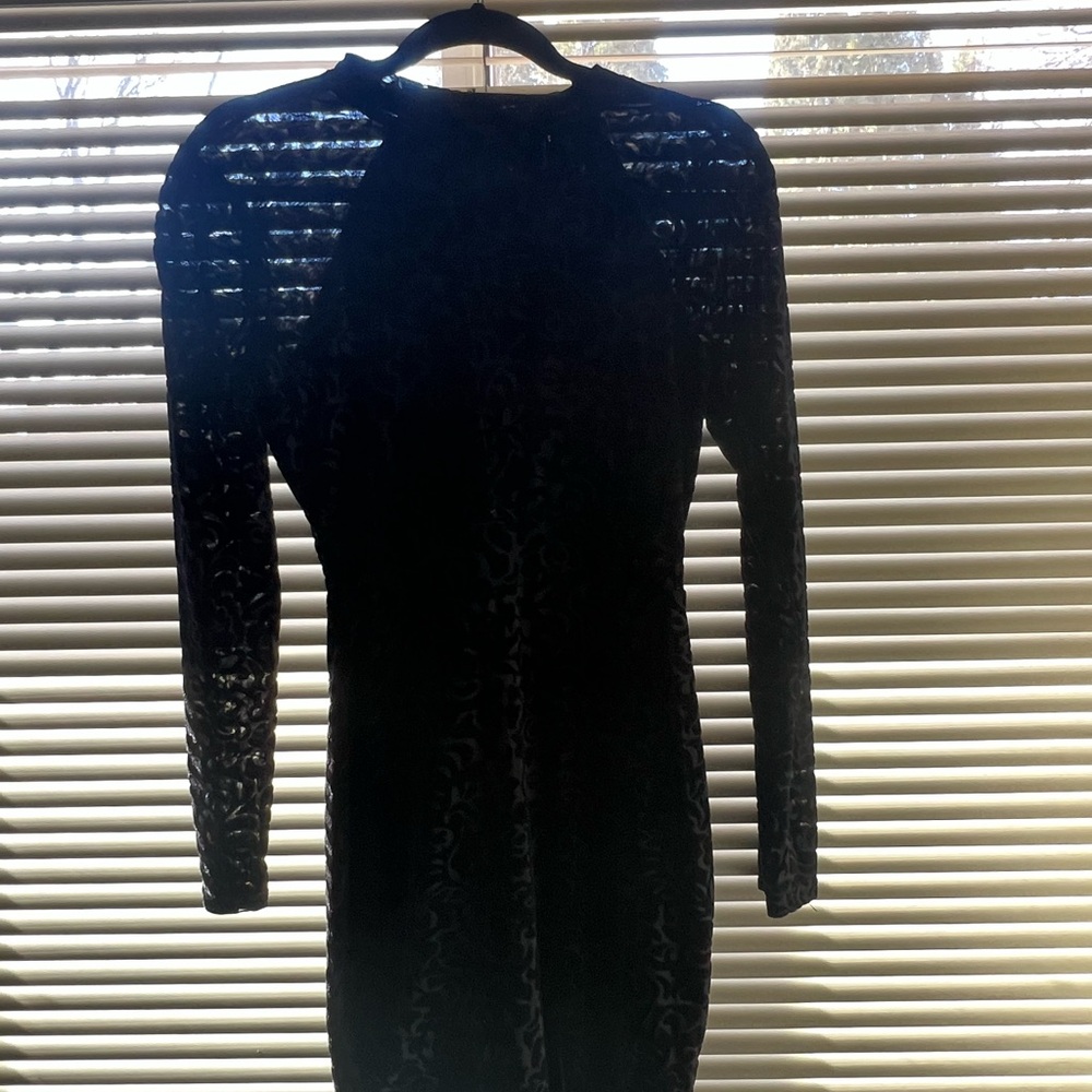 Windsor Black Long Sleeve Velvet Dress
